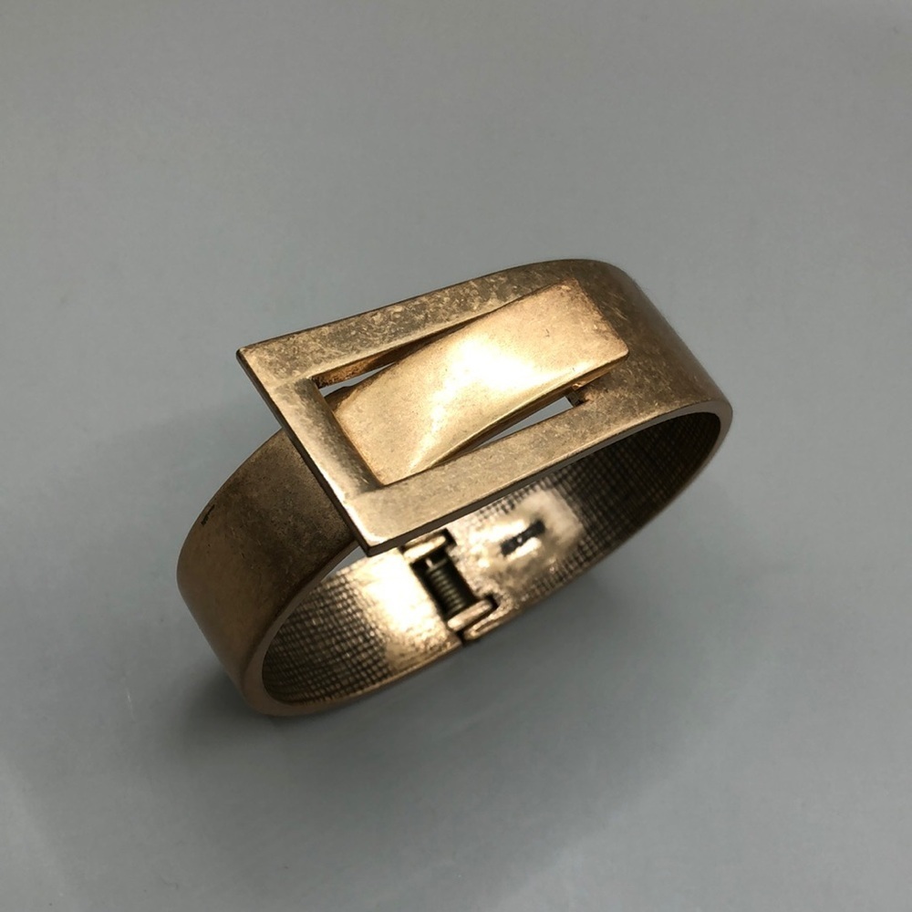 J crew buckle belt loop style clamper hinge bracelet, trendy statement.